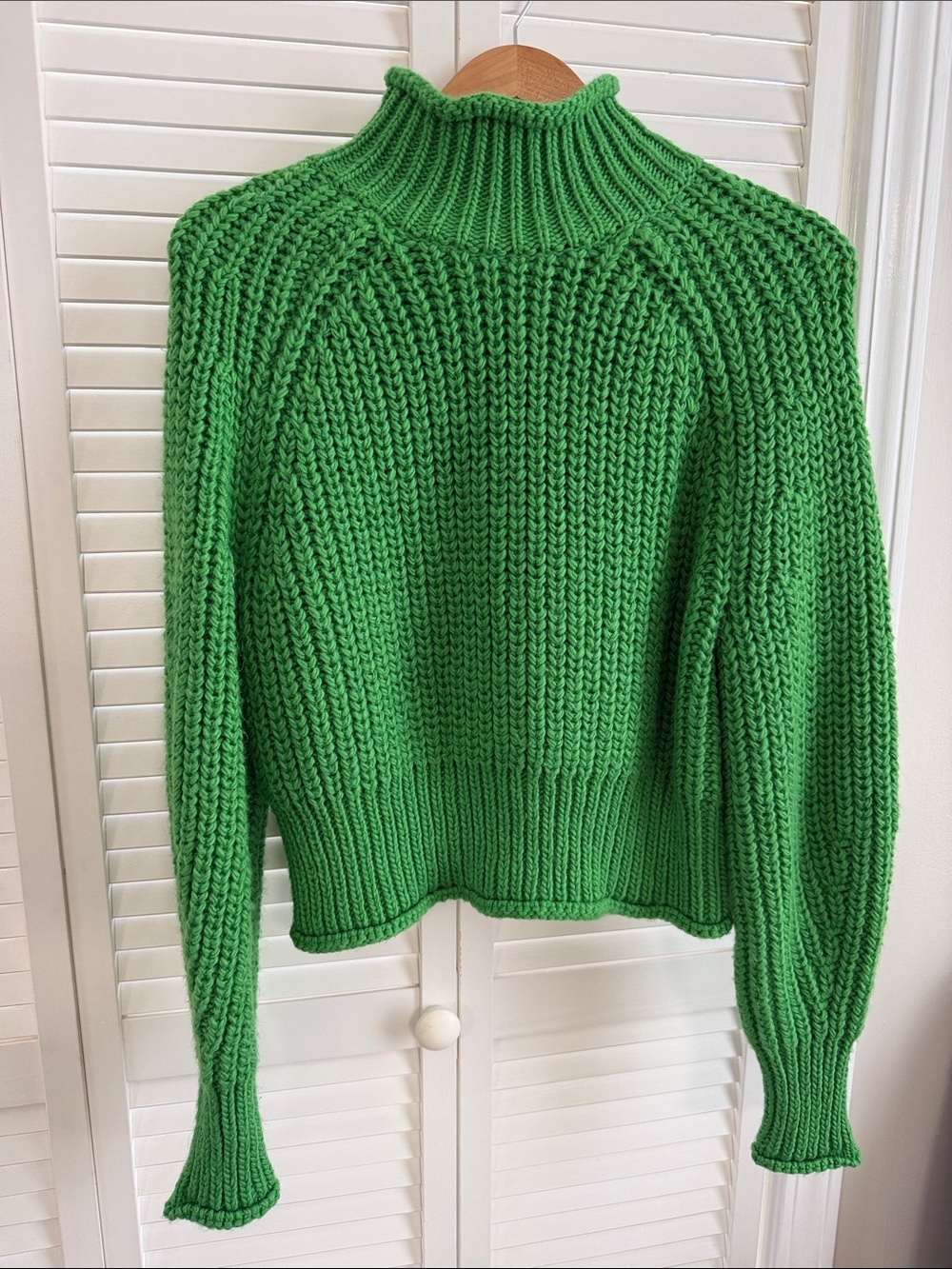 H&M Bright Green Chunky Turtleneck Sweater